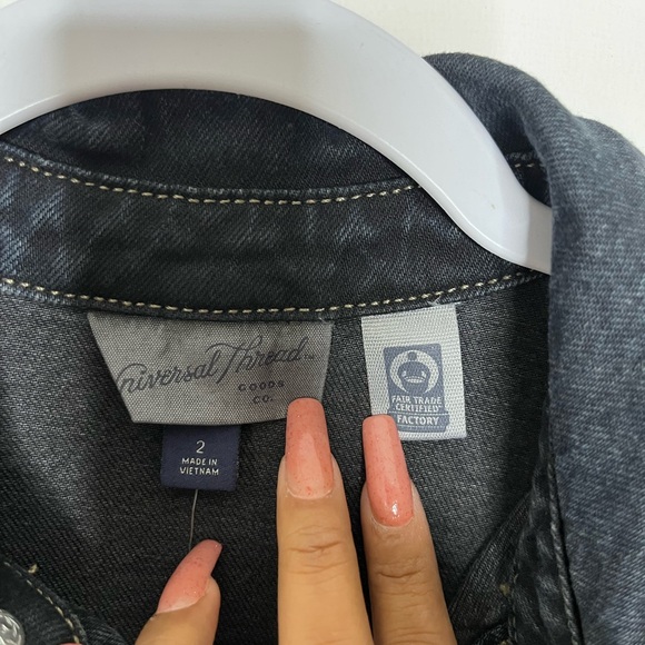 New Universal Thread Denim Jumpsuit Dress Skirt Romper Thick Dark Long Sleeve - Picture 6 of 15